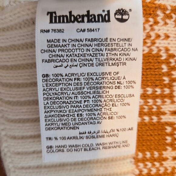 Timberland Unisex Sweater Scarf Plaid Gorpcore NWT White Gold Rectangle Preppy - Picture 2 of 5